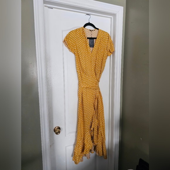 Yellow Polkadot Wrap Dress - Picture 1 of 5